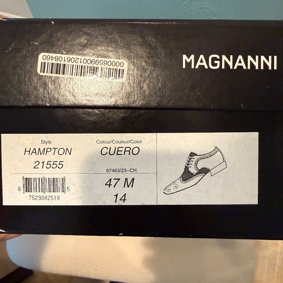 Magnanni Hampton Wingtip Oxfords Size 47 | New in Box | Cognac Spanish Leather - Picture 11 of 16